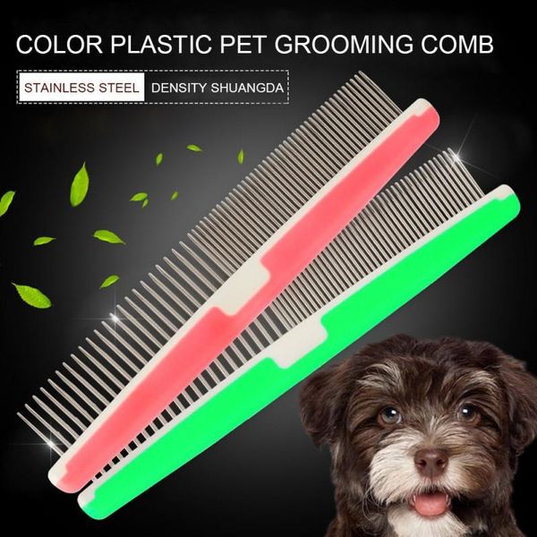 

color pet cats and dogs plastic comb hair opening knot beauty sparse and dense double tooth row comb