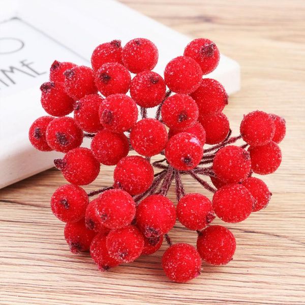 

decorative flowers & wreaths 400pcs imitation berries ornaments delicate lifelike frost diy garland accessories (red)