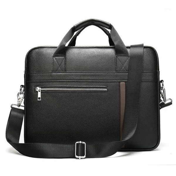 

men leather lychee briefcase business simplicity bag shoulder messenger bags office handbag lap