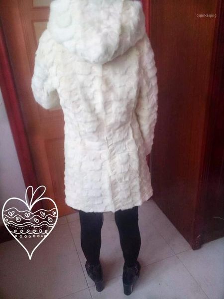 

women's natural real mink pieces fur coat hooded oversize1, Black