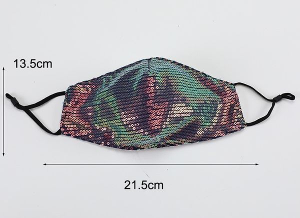 

colorful sequins mask washable shiny reuse pm2.5 face mouth cover cotton protective masks elastic earloop anti-pollution anti-dust