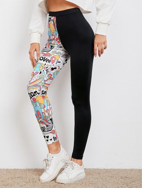 

pop art print leggings x2im#, Black