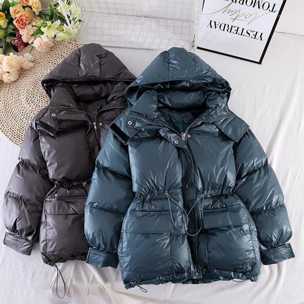 

2020 women winter coat long sleeve hooded collar women solid warm jacket coat casaco feminino cotton thick parka windbreaker1, Black