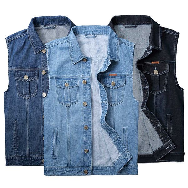 

denim men's korean loose sleeveless trend tooling jacket vest, Black;white