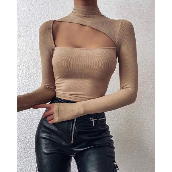 

designer hollow out mock neck shirt women black friday 2021 deals, White