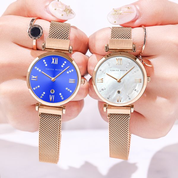 

girlfriend magnetic strap minimalist wrist quartz diamond megir lady women bracelet watch