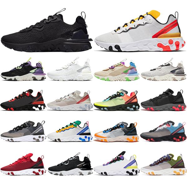 

дешевые реагировать элемент 87 55 мужчин, женщин кроссовки пастель оттенки белого royal red royal оттенок черный радужные мужские спортивные