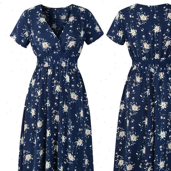 

womens deep v neck dresses holiday vintage floral print midi dress ladies beach party night dress vestidos de festa jsw, Black;gray