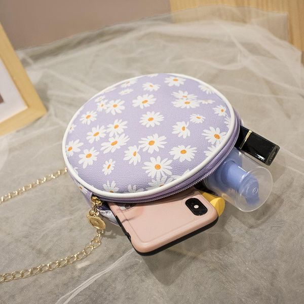 

2020 korean version of summer and autumn new products women's bags printed daisy small round bag messenger shoulder bag phone