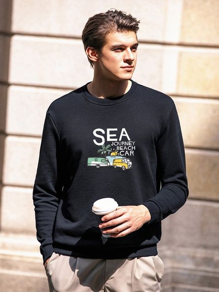 

men car and letter graphic pullover q6vl#, Black
