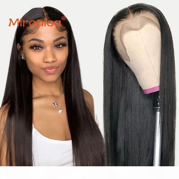 

straight human hair wigs 4x4 lace closure wigs lace frontal human hair 100% peruvian pre-plucked wig, Black;brown