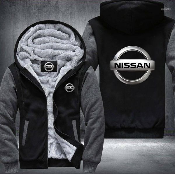 

fashion wild male winter hoodies warm nissan car sweatshirt thicken snowy day coat zipper college punk fast delivery1, Black