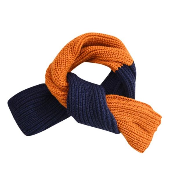 

scarves 2021 women's winter knitted scarf fashion colorblock wool style small bib #3, Blue;gray