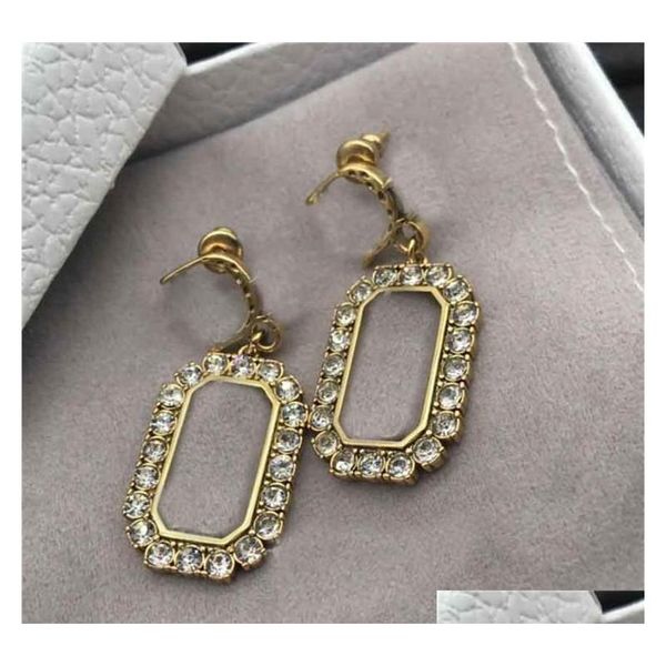 

classic rhinestone earrings designer crystal studs ladies letters charm earrings women earring studs gift jlloia dh_garden, Golden