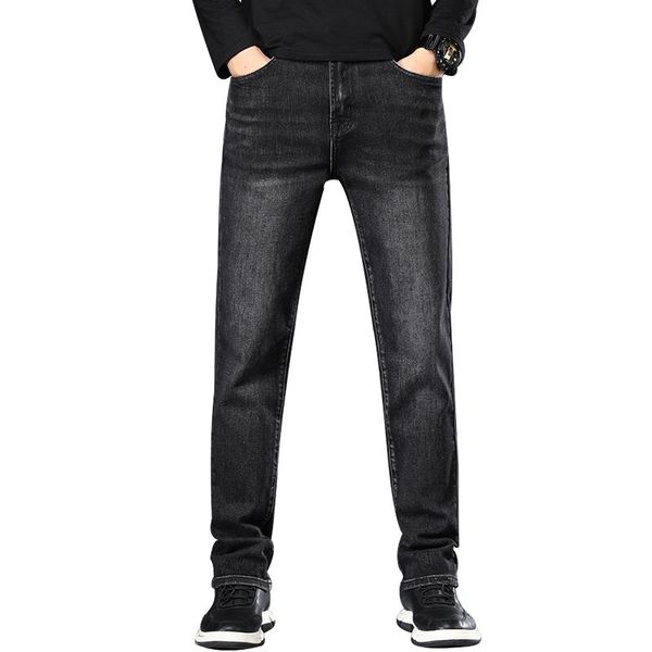 

voreloce удобная cotton stretch fit straight денима джинсы марка одежды высокого качества заклепка карманные вышитые моды джинсы, Blue