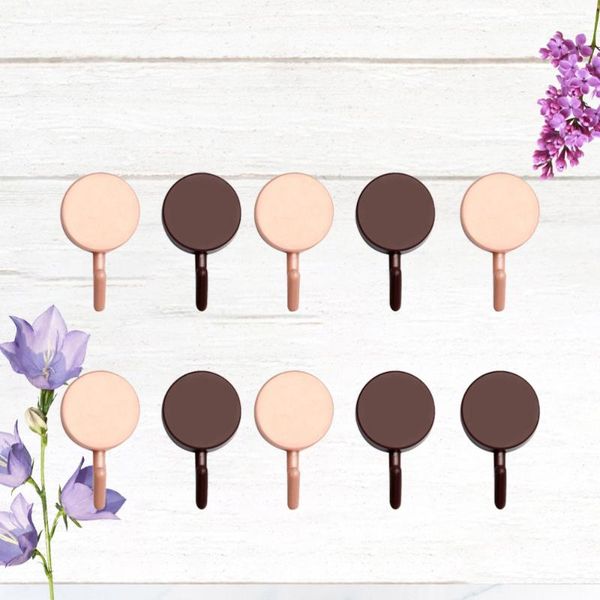 

10pcs useful punch hook self-adhesive hooks hat towel keys hook clothes coats organize for home kitchen (red + pi