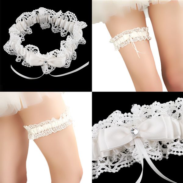 

beautiful wedding bridal shower bride keepsake lace floral rhinestone bow women ladies garter hen night supply, Black;white
