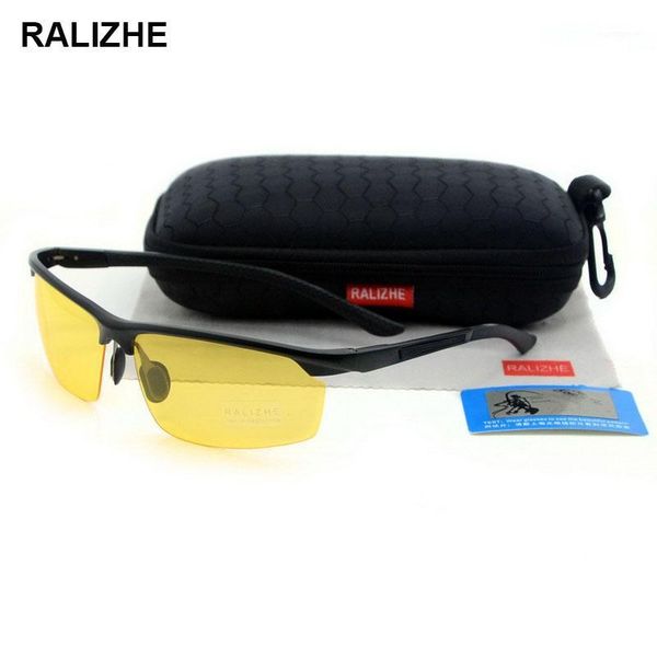 

ralizhe mens womens hd tac polarized sunglasses aluminum magnesium alloy sport yellow night vision glasses uv400 half driving1, White;black