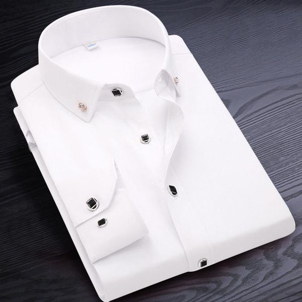 

men's shirts cotton smart casual long sleeve white solid shirt slim male social business formal shirt brand soft cozy, White;black