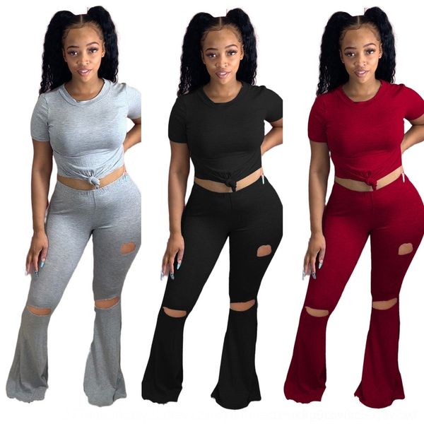

zwqgn ty1865 women's tight nightclub set hole pants two-piece clothing ty1865 women's nightclub big tight clothing horn hornbig ho, Gray