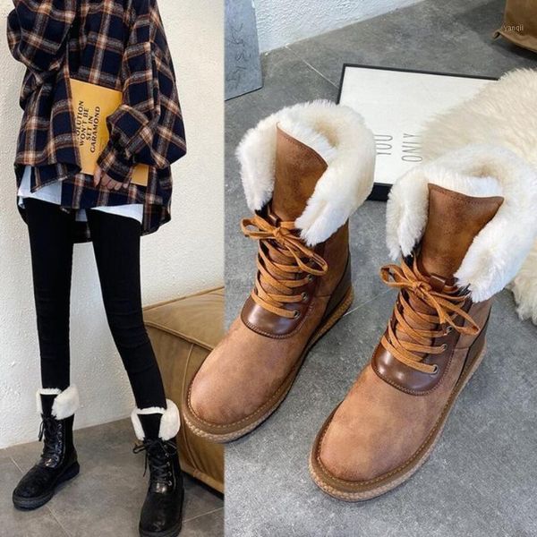 

z88 boots women winter fashion snow boots platform keep warm flat casual ladies mid-calf comfortable women's shoes botas muje1, Black
