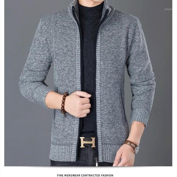 

2019 thick new fashion men sweater slim fit stand collar trend street style overcoat cardigan autumn casual coat mens clothes1, White;black