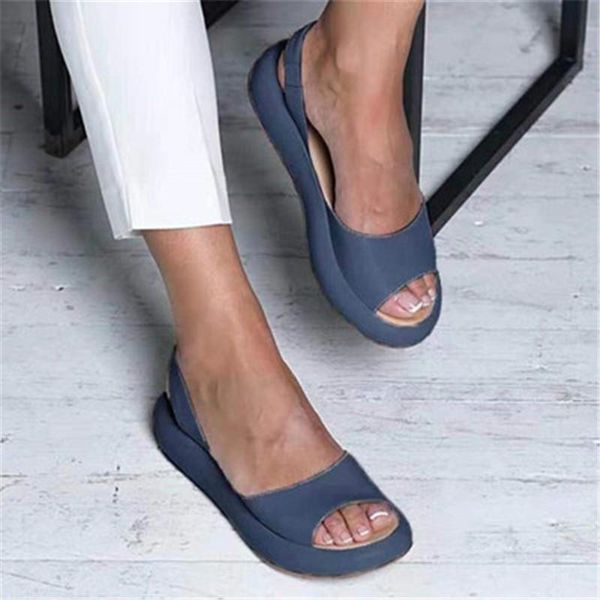 

женщины плоский летом сандалии женщина peep toe женщины pu мода летняя обувь 2020 новые комфортные плюс размер обуви женщины, Black
