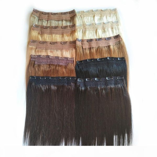 

2020 new one piece clip in human hair extensions straight 100g brazilian indian remy hair 14 to 28inch 20 colors optional factory direct, Black