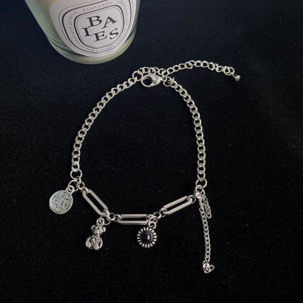 

ins japanese and korean bear tassel bracelet jian harajuku personality versatile english letter round card bracelet uw8p5, Golden;silver