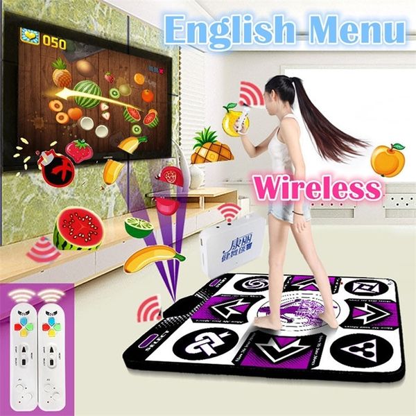 Menu inglese originale KL Tappetino da ballo singolo spessore 11 mm Tappetino antiscivolo Tappetino yoga + 2 giochi senso telecomando per PC TV 201211