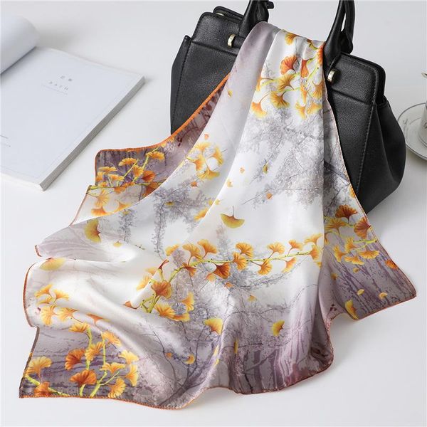 

silk scarves women foulard square head hijab scarf ladies chiffon shawl wrap muffler pareo bandanna female 53*53cm, Blue;gray