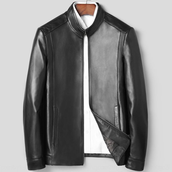 

b7rqo new haining sheep real jacket men's thin motorcycle clothing coat coat ehw7e stand collar motorcycle single leather leather short, Blue