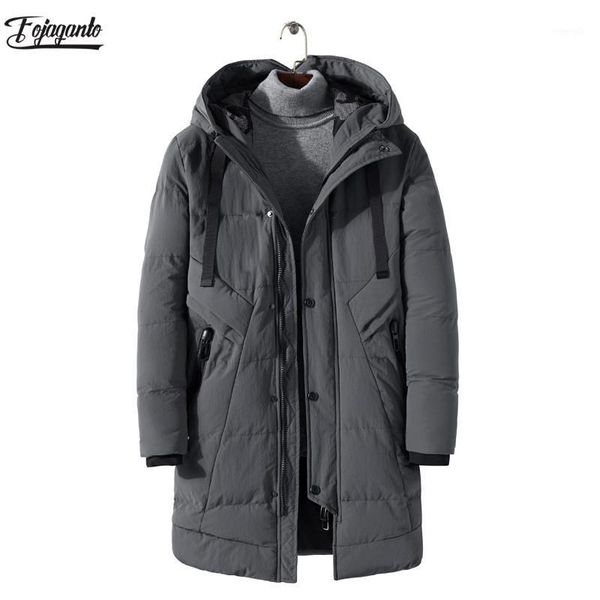 

fojaganto winter men parkas men's fashion simple thick warm parka male comfortable collar casual hooded parka coat1, Black