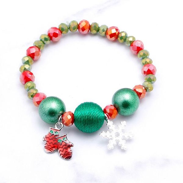 

new christmas colorful bead string bracelets santa claus antlers snowflake candy pendant lady bangle jewelry women gift, Black