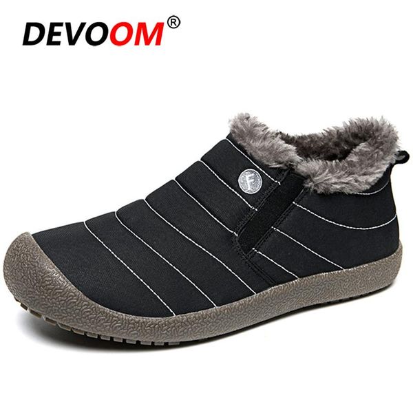 

boots 2021 mens boot non-slip fully fur lining slip-on for men winter shoes waterproof ankle snow fashion big size 48, Black