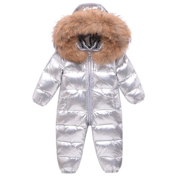 

olekid -30 degree russian winter baby snowsuit real fur waterproof baby boys winter rompers newborn jumpsuit toddler snow suit 1005, Blue