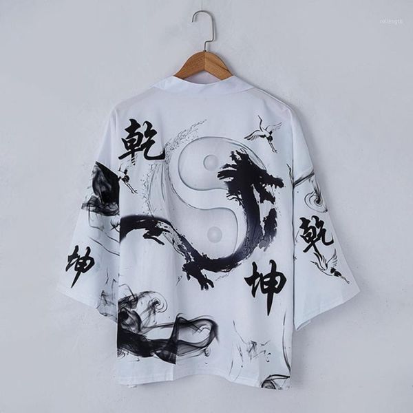 

summer loose shirt casual woman man splash ink print coat japanese traditional harajuku kimono cardigan fashion streetwear1, Red