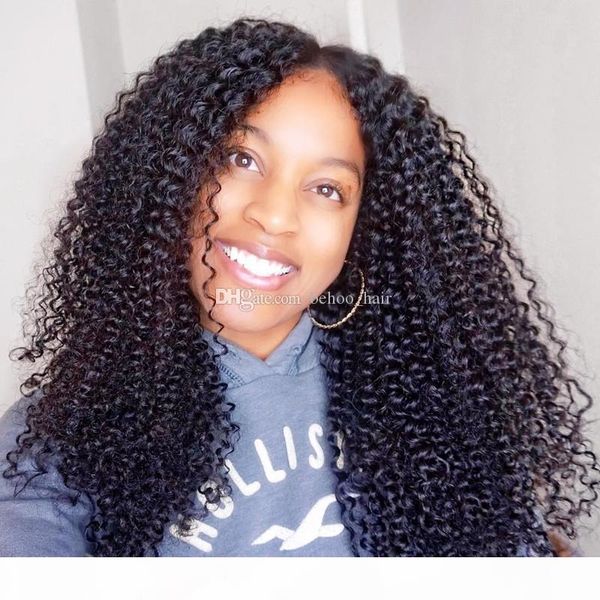 

glueless lace front wigs natural black kinky curly brazilian human hair lace wigs for women heat resistant full lace wigs, Black;brown