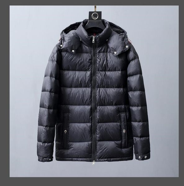 

mens down jacket casual outdoor warm puffer jacket white duck down down coat hooded letters embroidery fashion mens winter jacket size m-3xl, Black