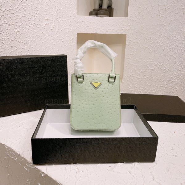 

designer women bags mini ostrich skin leather totes shoulder bag letter luxury flap cross body monograms fashion pink lignt green message ba