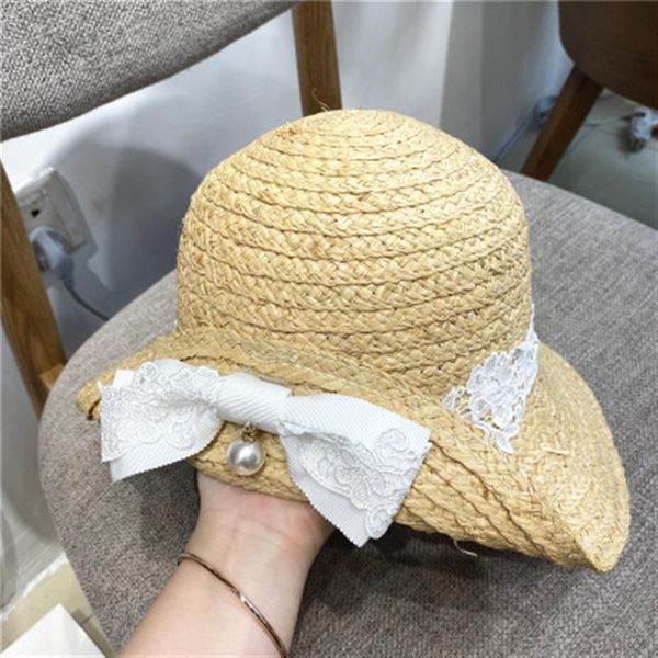 

Simple Ladies Sun Hat For Women Bowknot Raffia Straw Hat Summer Fisherman Wide Brim Beach Female Chapeau Femme, Blue;gray