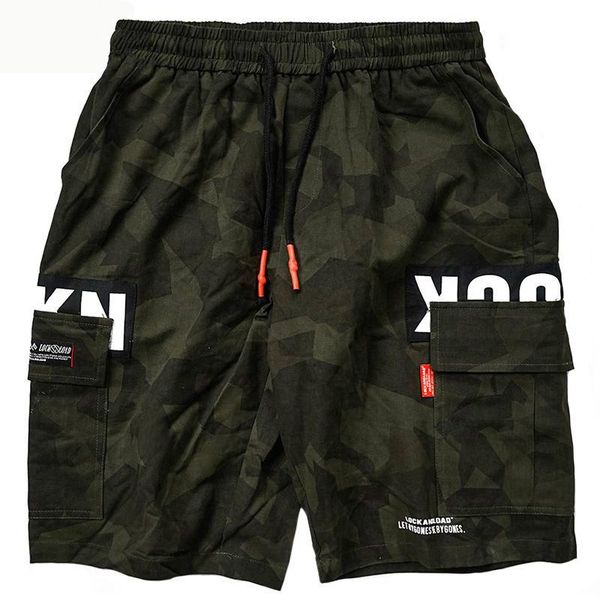 

men's shorts harajuku men hip hop streetwear tatical cargo pants side pocket board camouflage mens jogger, White;black