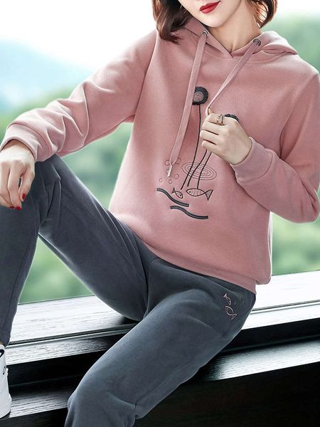 

vipsweater women's 2020 new fashion plush thickened winter clothes two piece suit for leisure sports, Gray