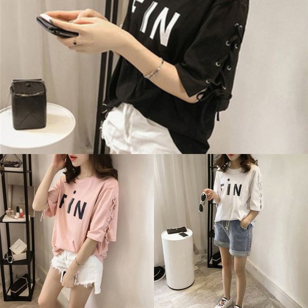 

корейская версия сыпучих и футболка большой yuansuo bf stylebandage и короткий рукав футболки студенткам dprl8, White