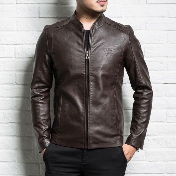 Giacca da uomo in vera pelle 2020 nuova giacca in pelle divisa maschile con cerniera sottile primavera e autunno ragazzo adolescente nero marrone P05