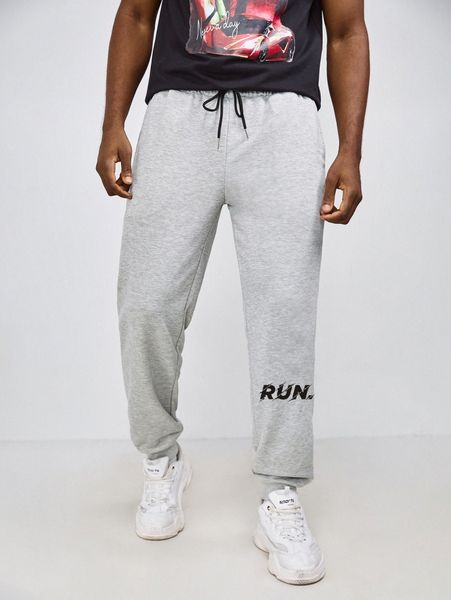 

romwe guys letter graphic drawstring sweatpants l4ba#, Black
