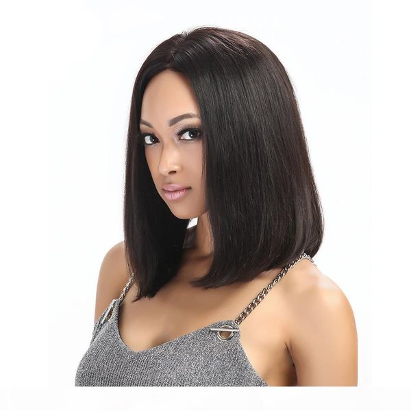 

glueless bob wigs full lace human hair wigs for black white women straight virgin medium peruvian hair lace front wigs, Black;brown