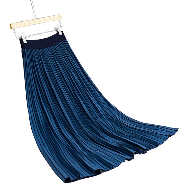 

2021 new autumn knitted high waist thick winter long skirts saia female women pleated skirt a8yr, Black