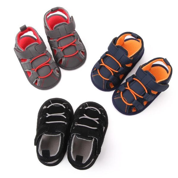

2020 toddler newborn baby boy soft walking shoes new patchwork hollow prewalker sandals 0 18m kids shose summer sho xbyh#, Black;red