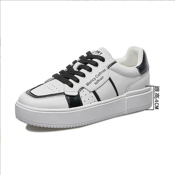 

black shoes women's shoe spring and autumn 2022 new sports leisure board sneaker fragrance thick soled muffin leather single shoe